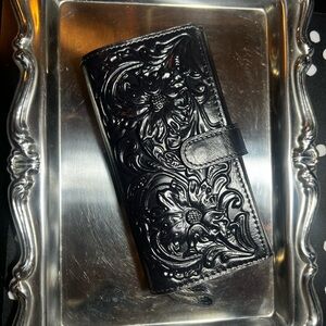 Black, Patricia Nash western, hand-tooled leather wallet